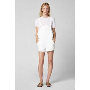 BLANKNYC NWT White Ripped Lightbox Denim Short Overalls Size 27